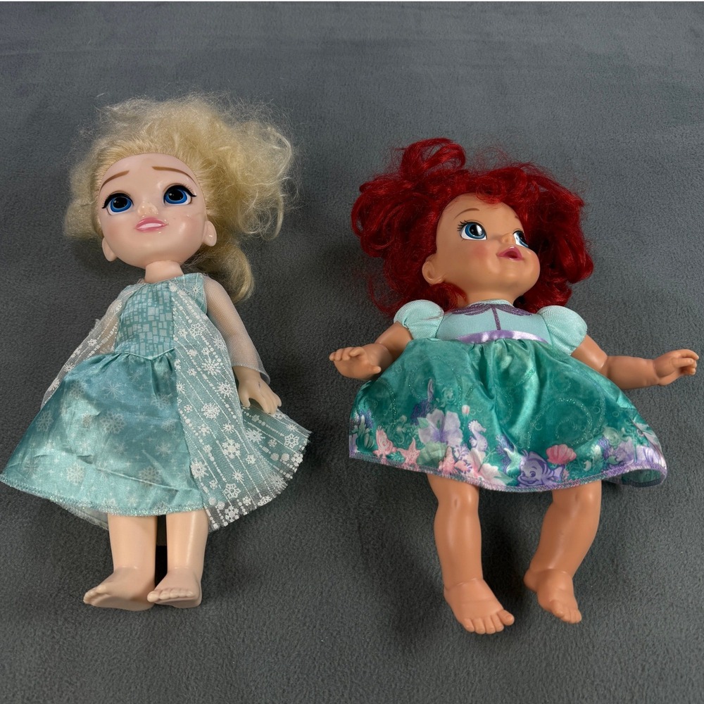 Disney Princess Toddler Doll Lot Elsa Frozen Ariel Little Mermaid 13 Inch Dolls